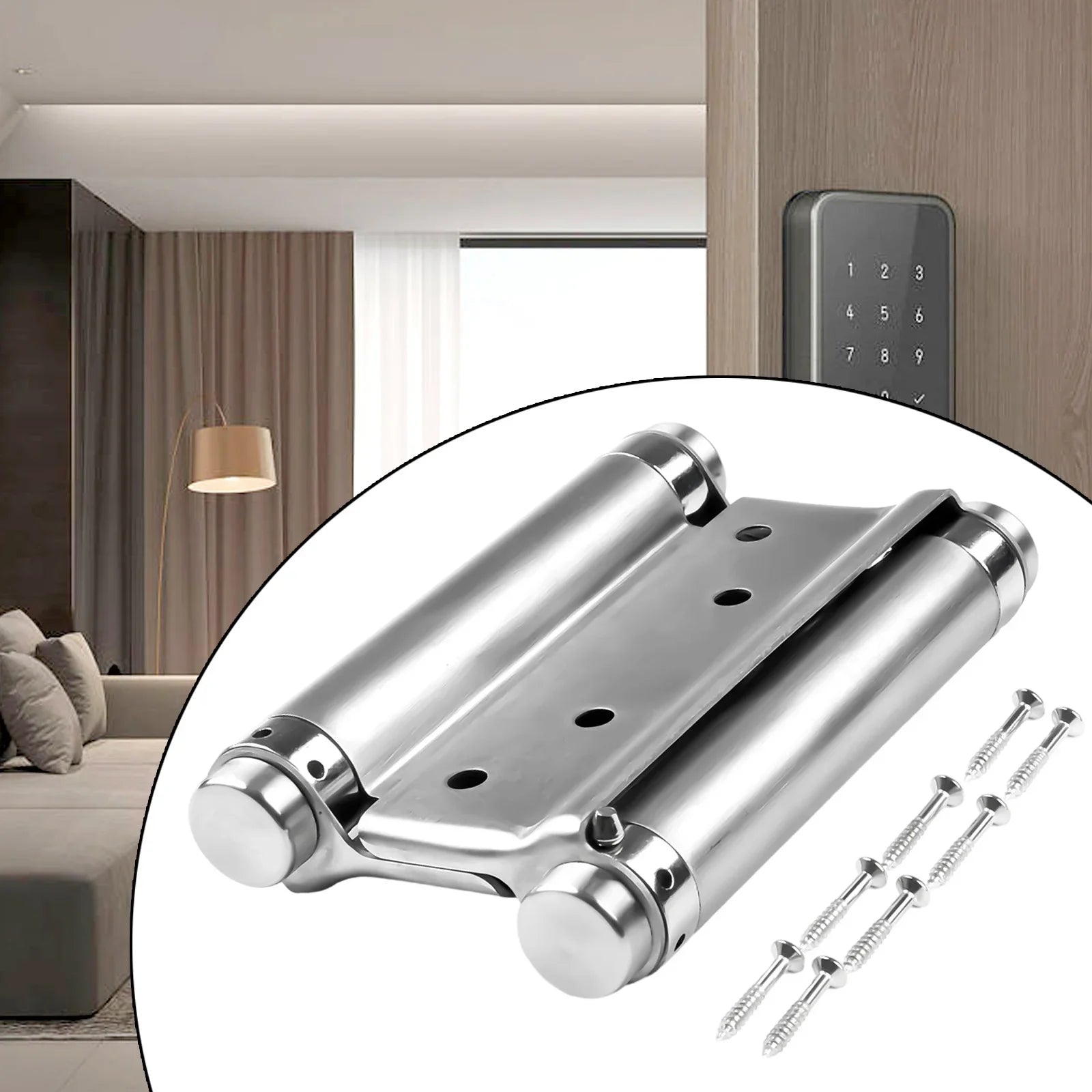 Double Spring Hinge Two-Way Free Door Hinge Stainless Steel  Automatic Door Closing Garage Door Hinges Fence Dedicated Hardware