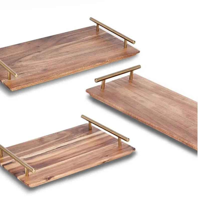 Kitchen Tray for Serving Food Trays for Desserts Dessert Tray With Handles Wooden Serve Storage Coffee Fruit Snack Drink Sweets