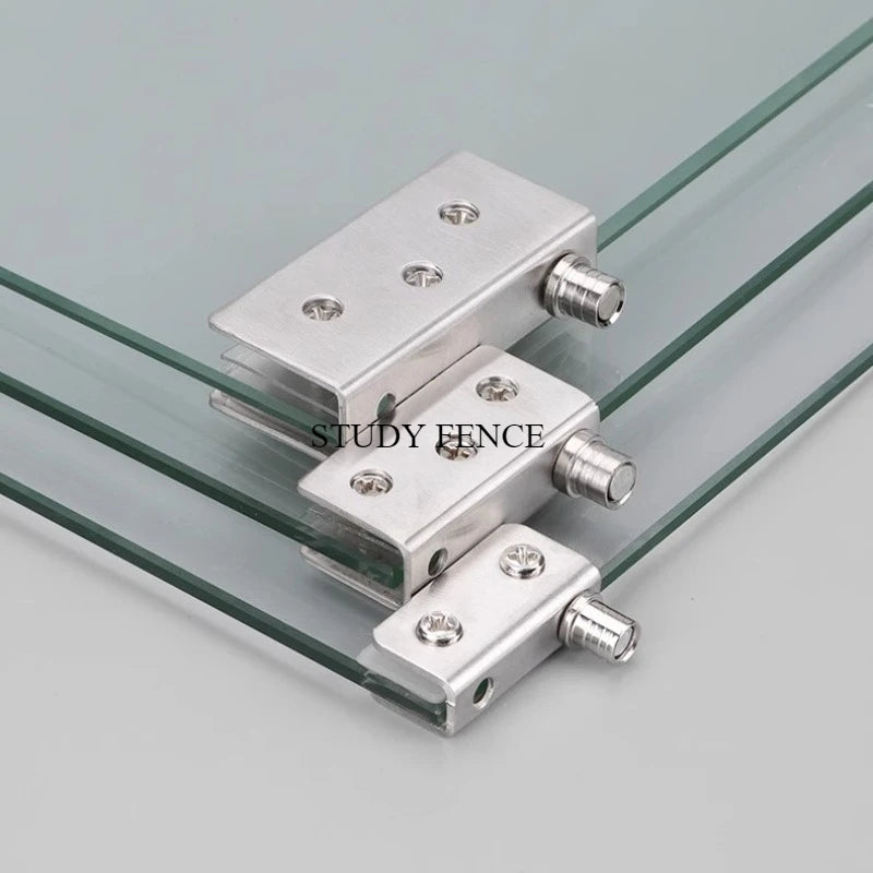 2 Set Stainless Steel Glass Hinges for 5-8mm/8-10mm/10-12mm Glass Door Glass Pivot Clamps Door Hinges Household Hardware