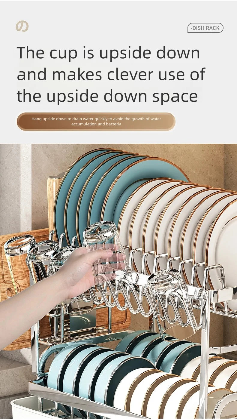 304 stainless steel kitchen storage rack, bowl and plate storage box, draining rack, multifunctional home storage rack for bowls