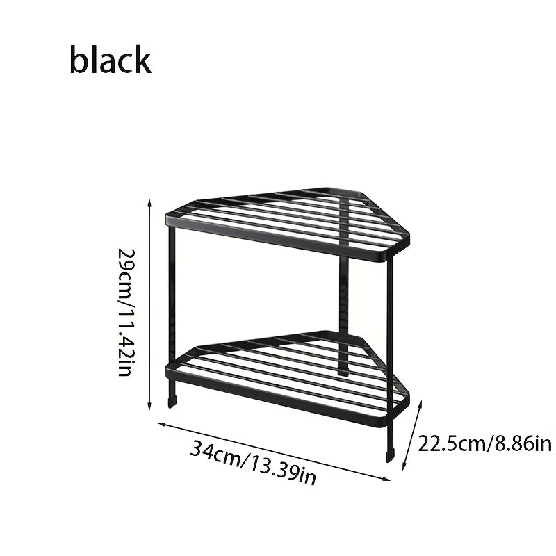 Space-saving Iron Triangular Corner Shelf - Multifunctional Countertop Organizer for Cookware, Condiments and Accessories