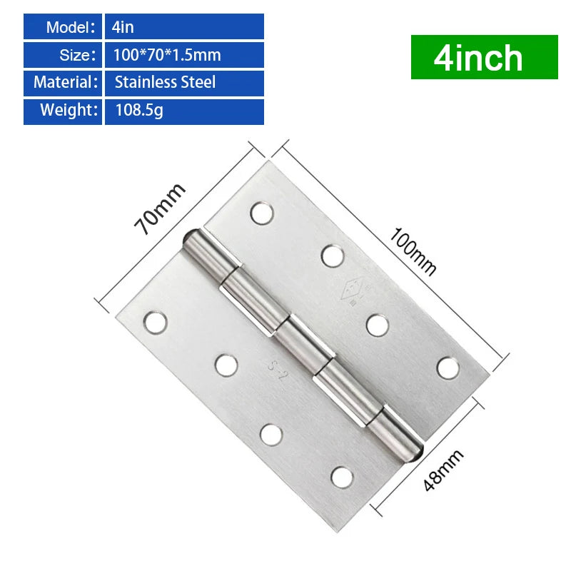 6/10pcs Furniture Cabinet Door Hinges Stainless Steel Drawer Fitting Hinge Hardware Box Accessories 2in 3in 1.5in 2.5in 3.5in