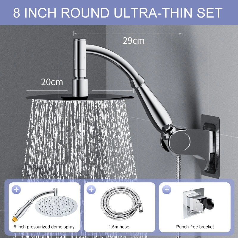 Bathroom 6 ”8 inch shower head ABS Chrome shower head water saving bathroom rain spa square handheld ELA087-1