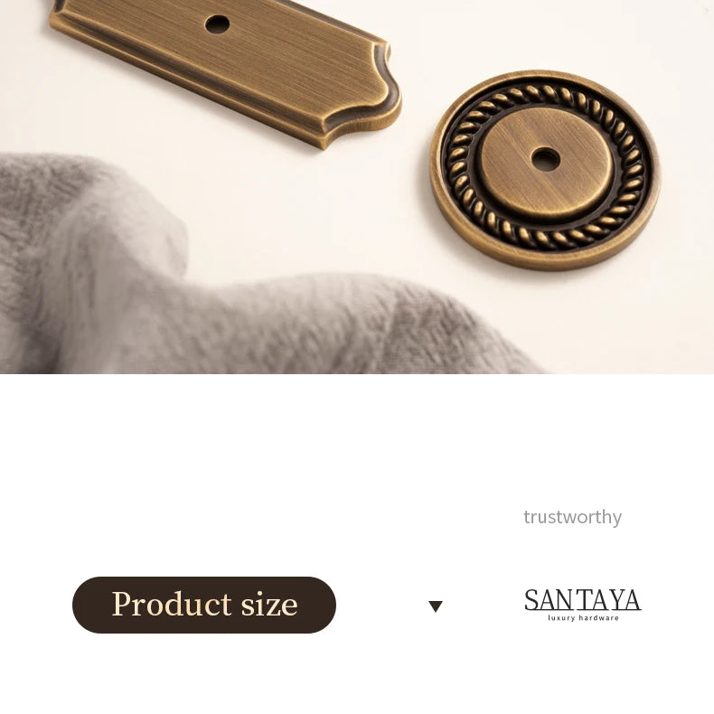Santaya Antique Brass Cabinet Handles With Backplate Solid Bronze Wardrobe Pulls Kitchen Cupboard Door Knobs Furniture Handle