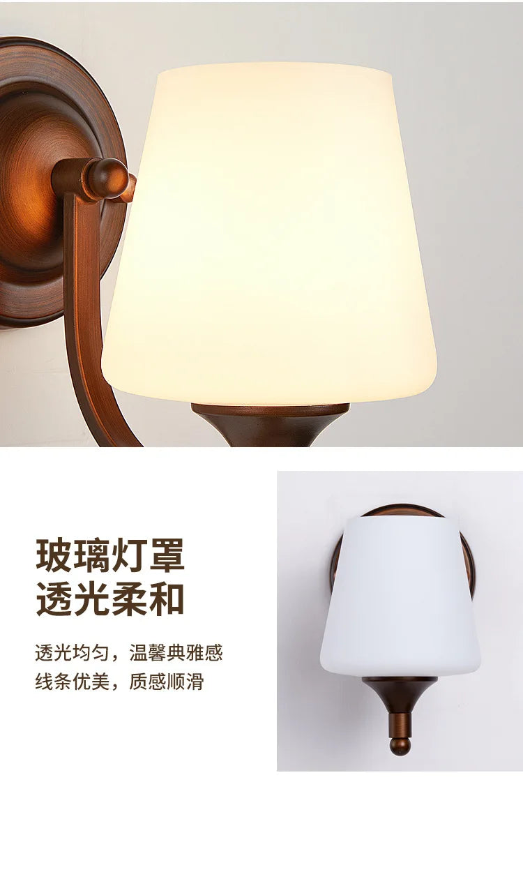 Bathroom Light Lighting with White Frosted Glass Shade, Wall Lamp for Mirror Kitchen Bedroom Living Room Porch