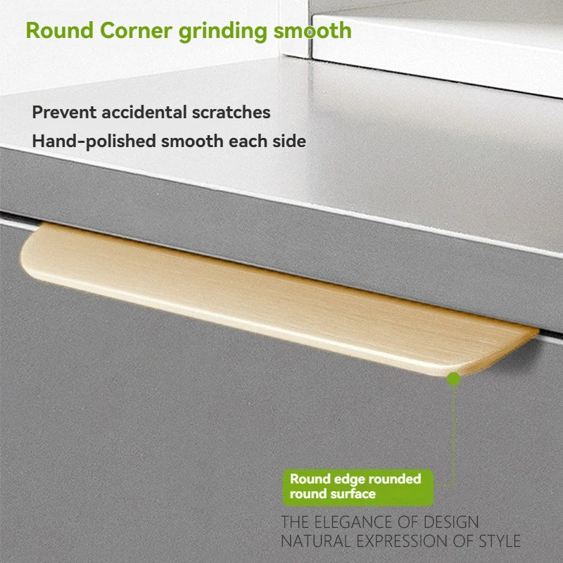 Hidden Minimalist Cabinet Handles for Kitchen Wardrobe | No Drilling Black Edge Pulls | Custom Length 80mm-1200mm Modern Design