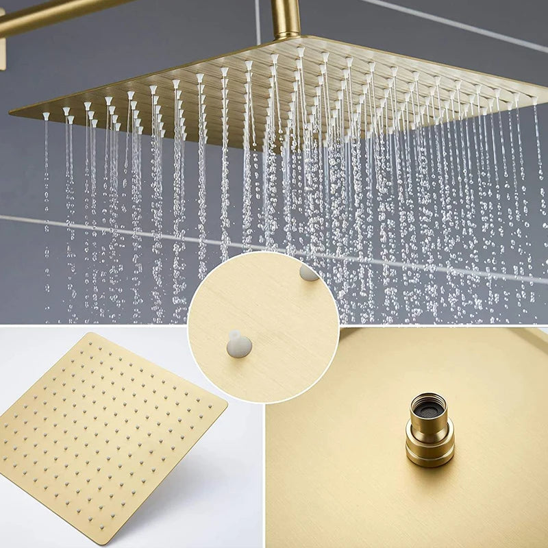 Shower Head 10/12 inch Rainfall Shower Head with Wall Mounted Shower Arm Bathroom Shower Accessories