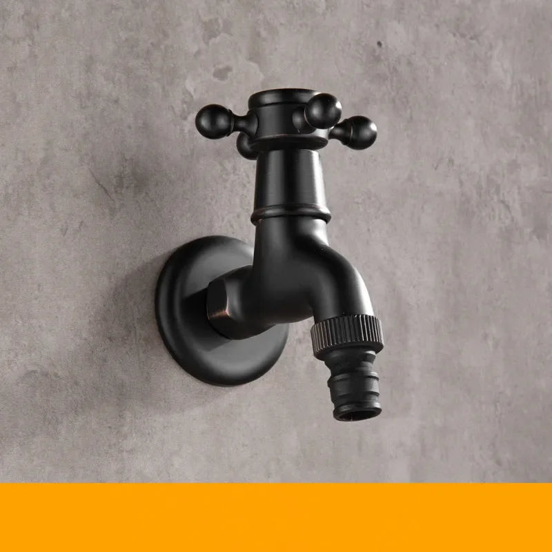 Bathroom Corner Washing Machine Faucet Black Bronze Single Cold Tap Outdoor Garden Wall Mounted Bibcock Tap Mop Pool Taps
