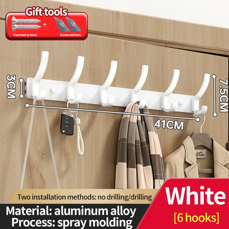 no drill Holes One Row Hangers Kitchen Towels Clothes Hats Toilet Towel Rack Storage Wall Mounted Door Back Rod Hook