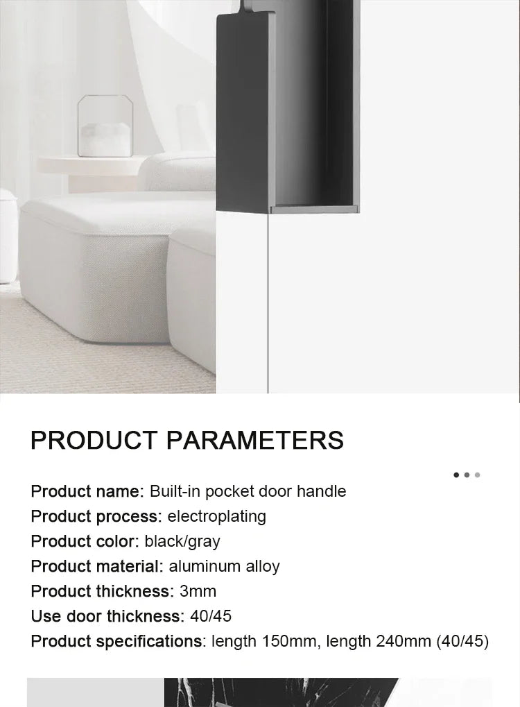 Invisible Handle Embedded Furniture Handle Simple Sliding Door Handle Pocket Wooden Door Anti-collision Aluminum Alloy Hardware