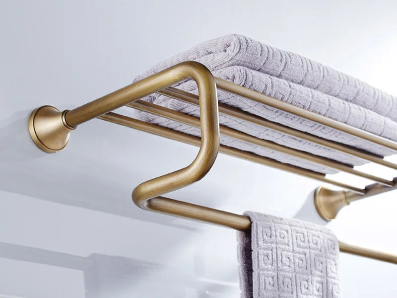 Bronze Bathroom Accessories Hardware Antique Hair Dryer Rack Coat Towel Shelf Rail Bar Shower Soap Dish Holder Toilet Brush