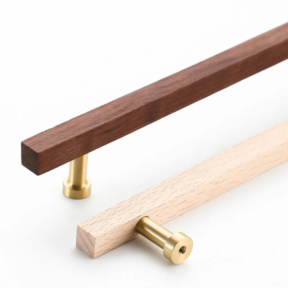 High-End Walnut Wood Wood Cabinet Handles Luxury Design Beech Wood Door Knobs Minimalist Modern Drawer Pulls Wardrobe