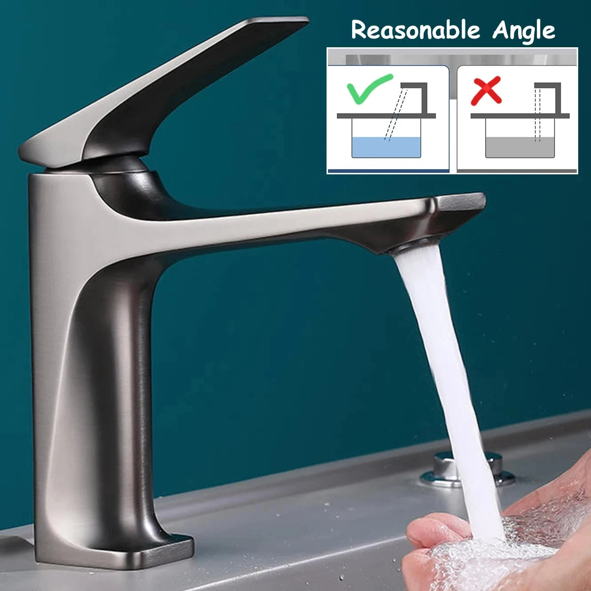 Brass Core Modern Bathroom Sink Faucet Single Handle Deck Mounted Wash Basin Water Tap Hot And Cold Mixe