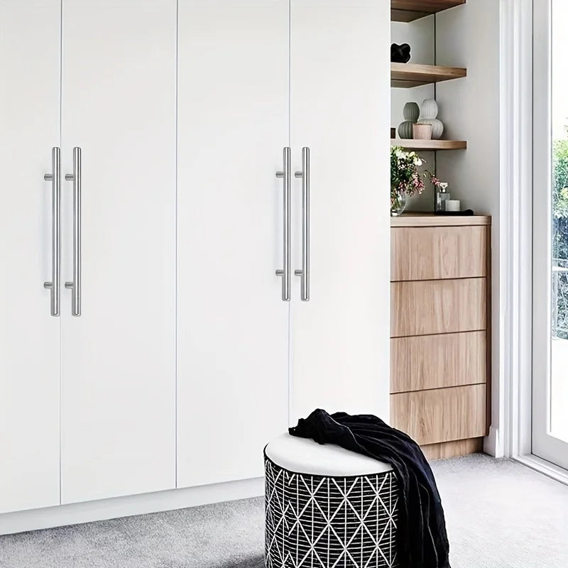 12 Pcs Modern Stainless Steel Cabinet Pulls Modern Arch Design Brushed Metal Furniture Drawer Pull Hardware Pulls Bar Handle