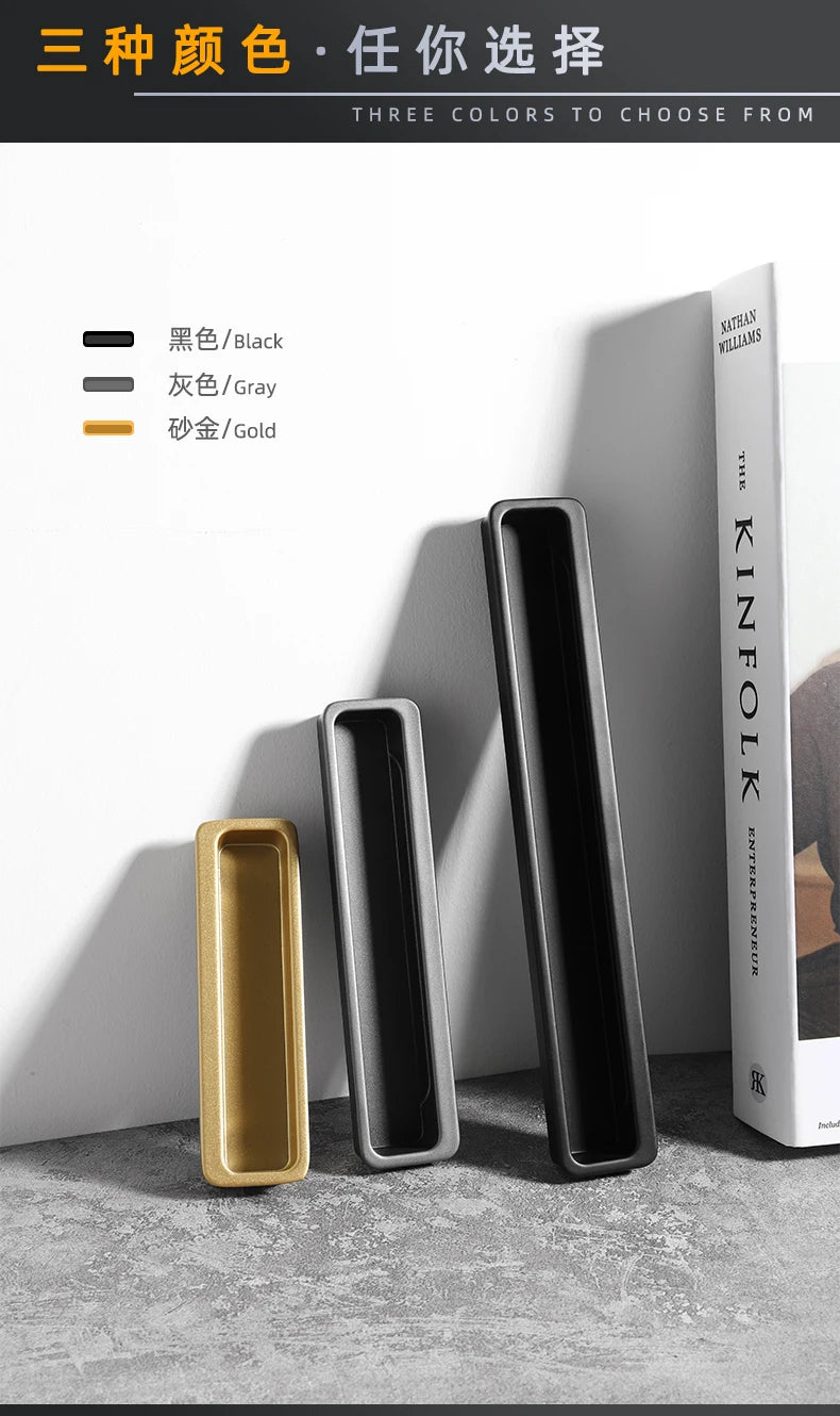 Simple modern drawer cabinet door shoe cabinet concealed built-in closet door slotted invisible sliding door handle