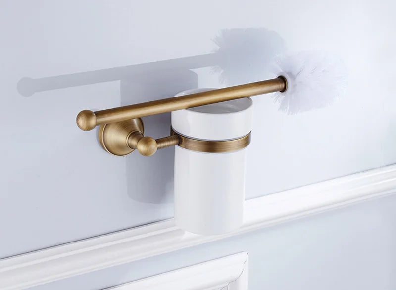Bronze Bathroom Accessories Hardware Antique Hair Dryer Rack Coat Towel Shelf Rail Bar Shower Soap Dish Holder Toilet Brush