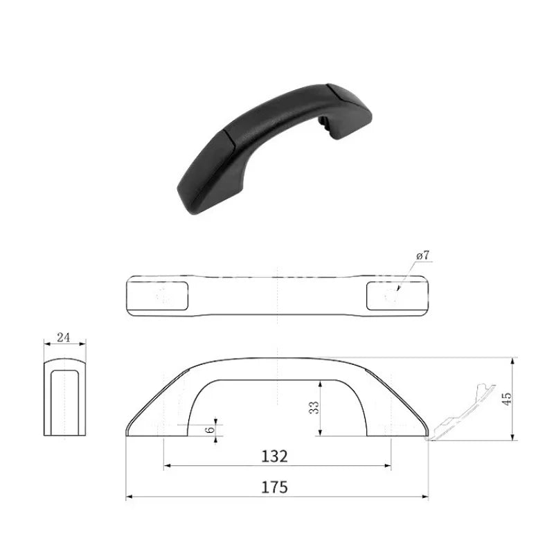 1/2X 175mm Grab Pull Door Handles With Hole Covers Trailer Caravan Motorhome Van Exterior Door Handles Parts Car Accessories