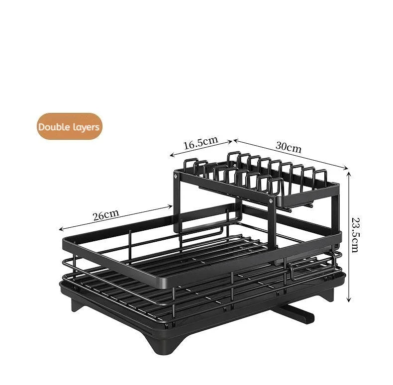 Stainless Steel Adjustable Dish Drying Rack with Drainboard - Over Sink Plate Organizer, Kitchen Storage Rack