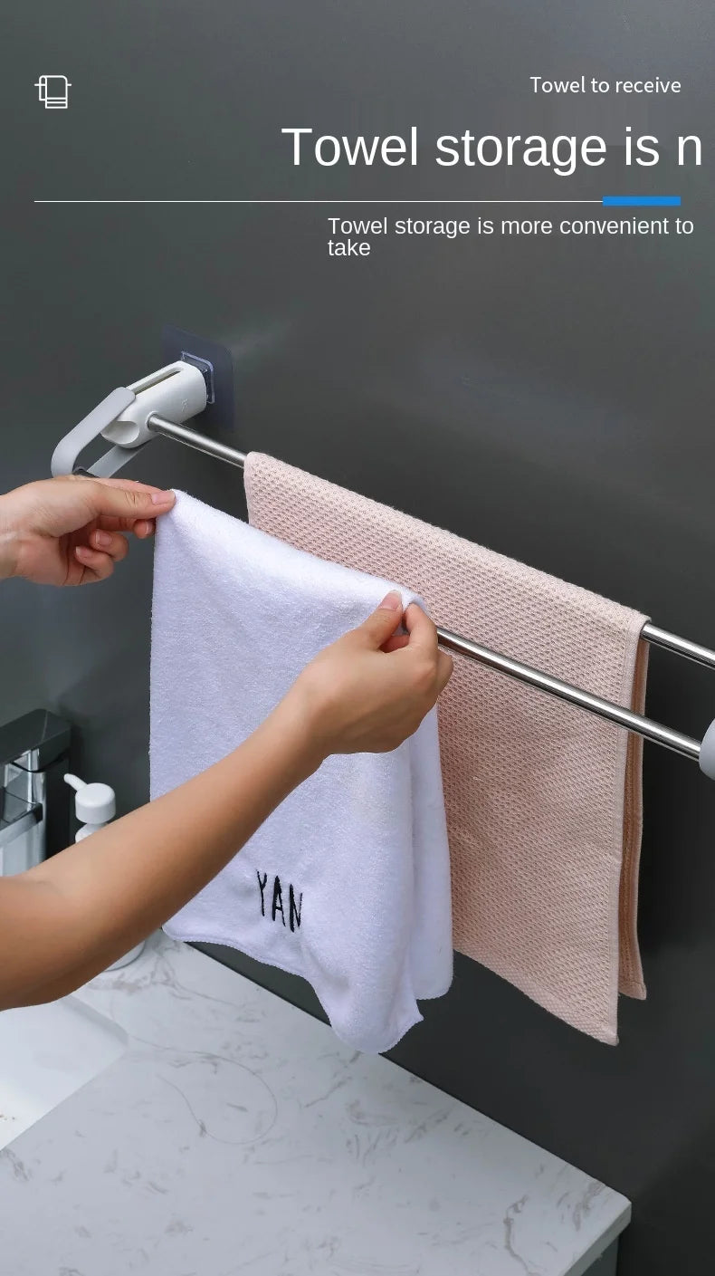 Wall-Mounted Bathroom Hook, Toilet Perforated Towel Storage Rack, Bathroom Towel Storage Rack, Kitchen Wipes Hanging Gadgets