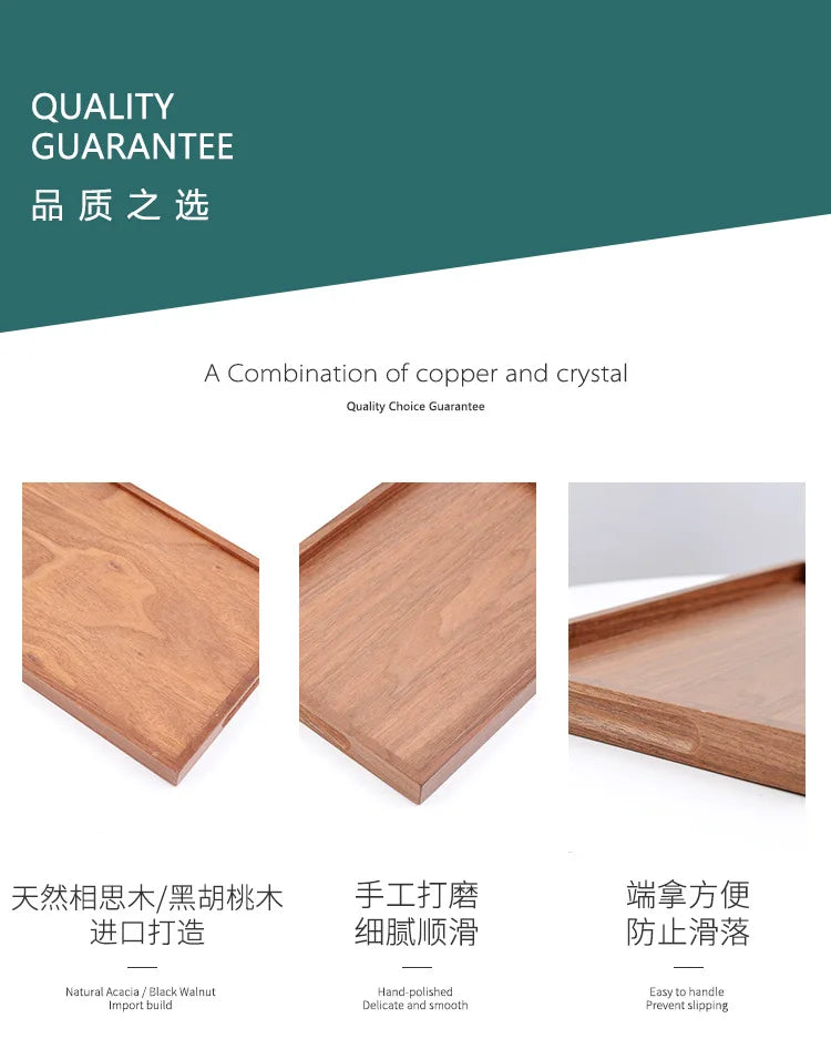 Walnut Wooden Serving Tray Tea Cup Saucer Trays Fruit Plate Storage Pallet Plate Decoration Japanese Food Rectangular Plate