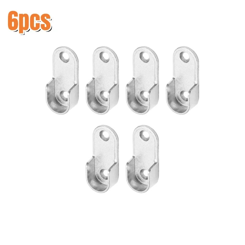 2/6/10pcs Oval Closet Rod Brackets,Wardrobe Clothes Tube Support,Thickened Zinc Alloy Rods Holder,Hanging Clothes End Supports
