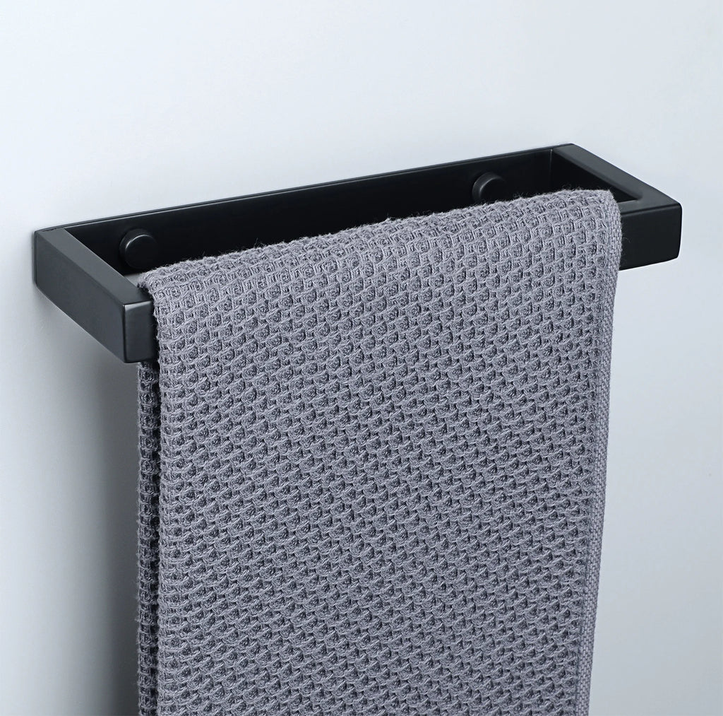 Bathroom Hardware Black Bath Robe Hook Towel Rail Bar Rack Bar Shelf Tissue Paper Holder Bathroom Accessories
