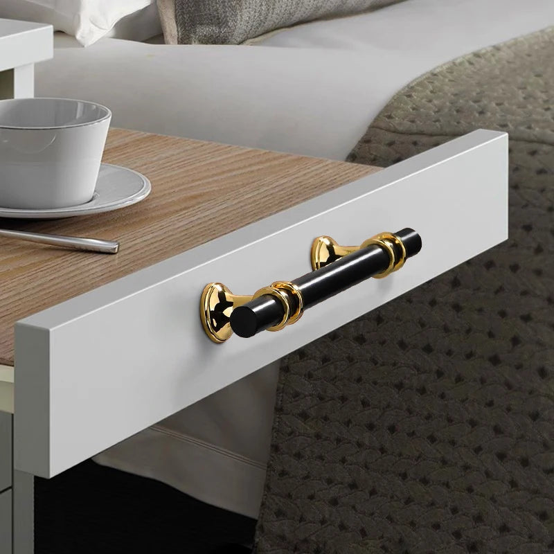 Modern Black Gold Cabinet Handles - Solid Drawer Knobs For Kitchen Furniture With Zinc Alloy Material