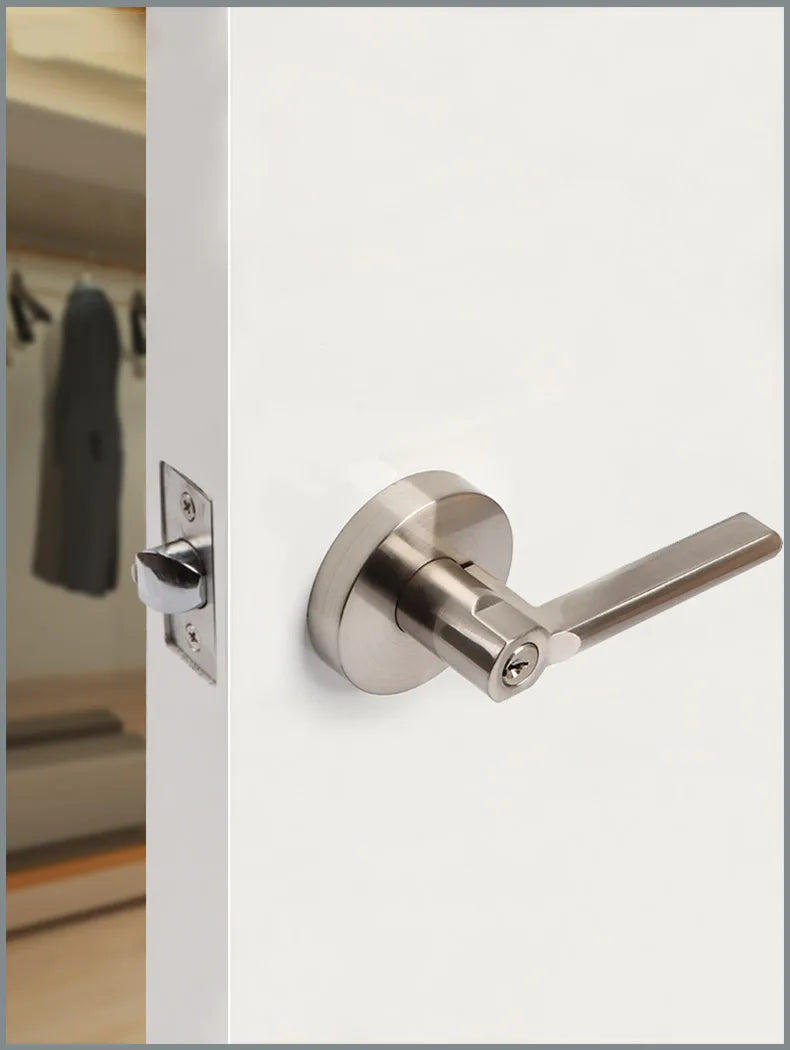 Door Lock Household Universal Silent Toilet Indoor Bedroom Lock Three-bar Handle Lock Old-Fashioned Spherical Round Door Lock