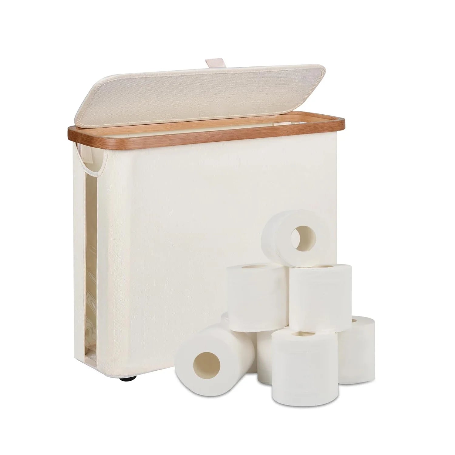 Toilet Paper Storage Basket with Lid Holds 12 Roll Paper Foldable Large Capacity Toilet Paper Holder