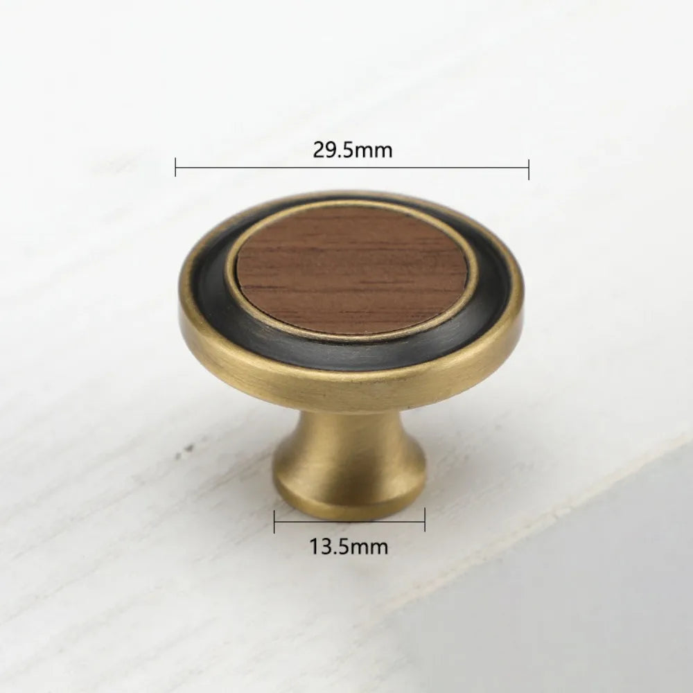 Brass Brass Cabinet Handles Walnut Vintage Design Walnut Knobs European Style Wooden American Retro Knobs Kitchen Cupboard