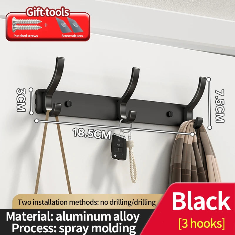 no drill Holes One Row Hangers Kitchen Towels Clothes Hats Toilet Towel Rack Storage Wall Mounted Door Back Rod Hook