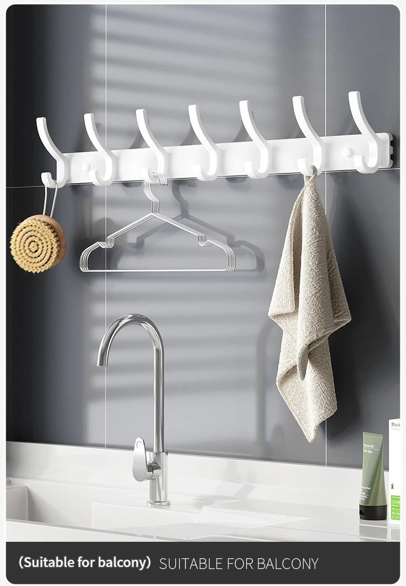 no drill Holes One Row Hangers Kitchen Towels Clothes Hats Toilet Towel Rack Storage Wall Mounted Door Back Rod Hook