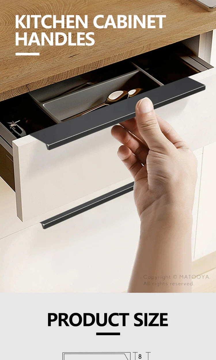 Hidden Handles for Furniture Kitchen Cabinet Handles Dresser Drawer Knobs Aluminum Alloy Wardrobe Cupboard Door Handle Hardware