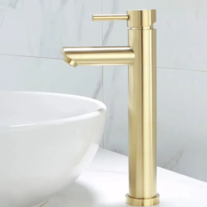 Bathroom Faucets Bathroom Basin Faucet Cold and Hot Water Mixer Sink Tap Single Handle Deck Mounted Brushed Gold Tap