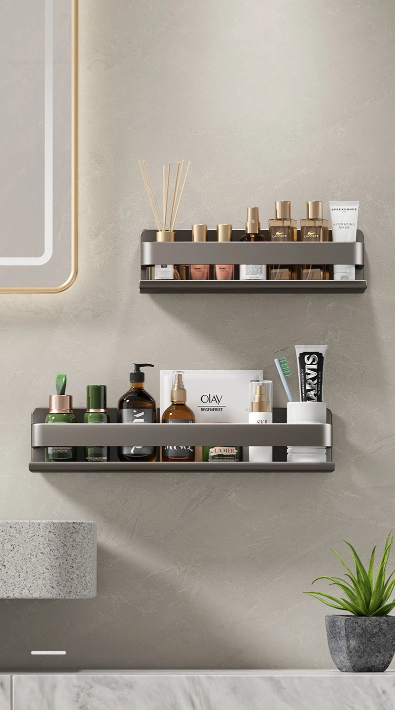 Bathroom Shelf Wall-Mounted Spice Rack Multifunctional Item Shelf Condiment Storage Shampoo Organizer Rack Kitchen Accessories