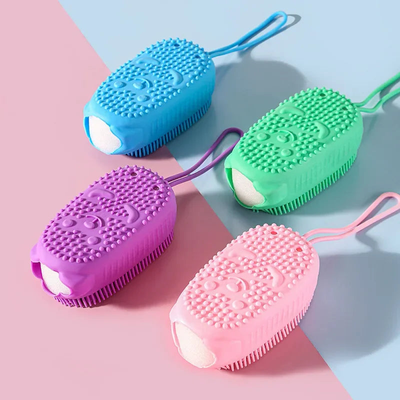 Bathroom brush silicone bath towel shower tool, labor-saving and convenient, double-sided bubble brush, sponge bath towel, house