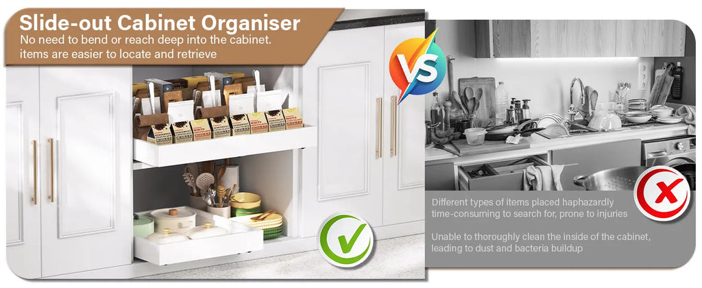 Pull Out Tray Organizer Kitchen Storage Rack Cabinet Expandable Under Sink Spice Boxes Silent Slide Drawer Style Bowl Dish Shelf