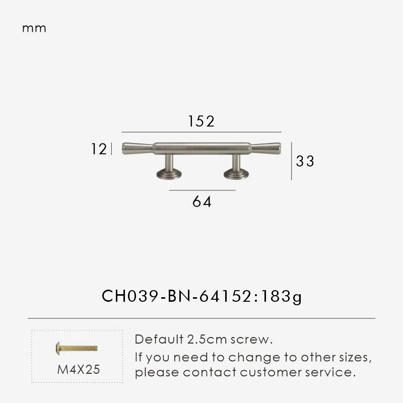 Nurlin Solid Brass Nickel Brushed Luxurious Silver French Modern Cabinet Handles Tbar Wardrobe Knobs