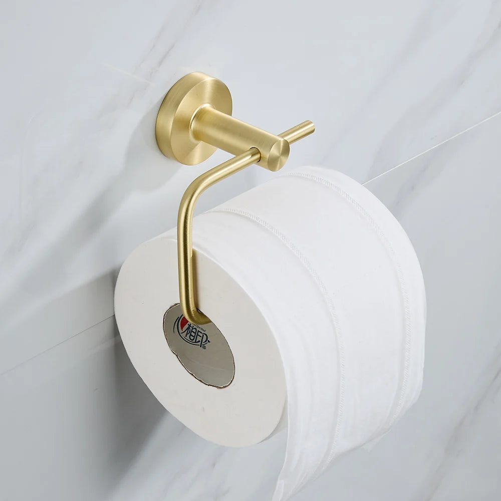 Brushed Gold Bathroom Accessories Set Toilet Brush Holder Toilet Paper Holder Towel Bar Rail Rack Hanger Hook Hardware