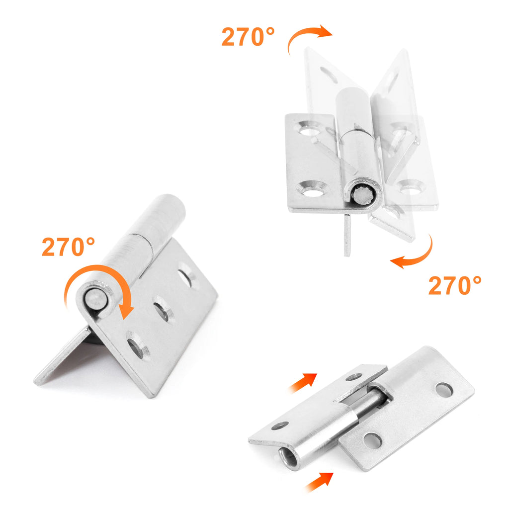 2PCS Stainless Steel Detachable Hinge 270 Degree Black Removable Wooden Furniture Door Hinges for Cabinet Cupboard Closet Box