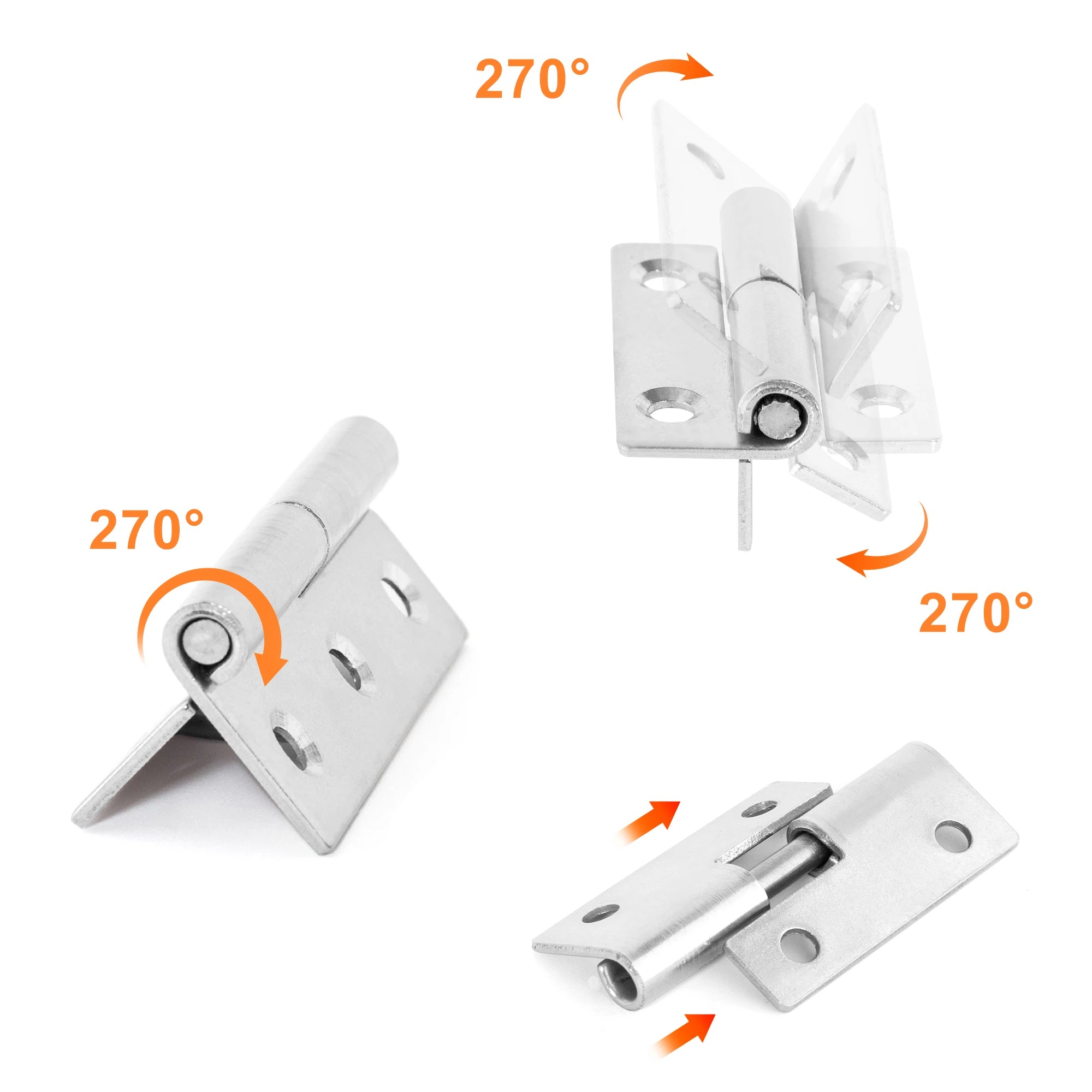 2PCS Stainless Steel Detachable Hinge 270 Degree Black Removable Wooden Furniture Door Hinges for Cabinet Cupboard Closet Box
