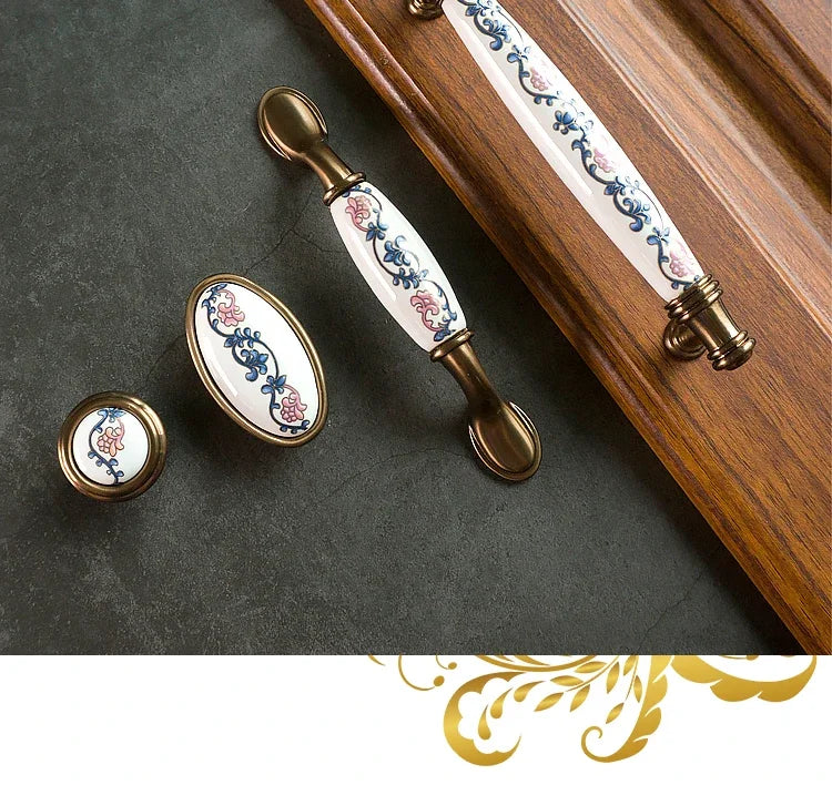 ceramic handle American retro cabinet door modern minimalist European style drawer cabinet wardrobe cabinet handle