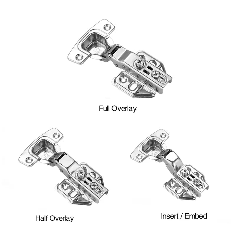 2/10 Pcs Stainless Steel Cabinet Door Hinges Hydraulic Damper Buffer Soft Close Quiet Wardrobe Door Concealed Hinges with Screws