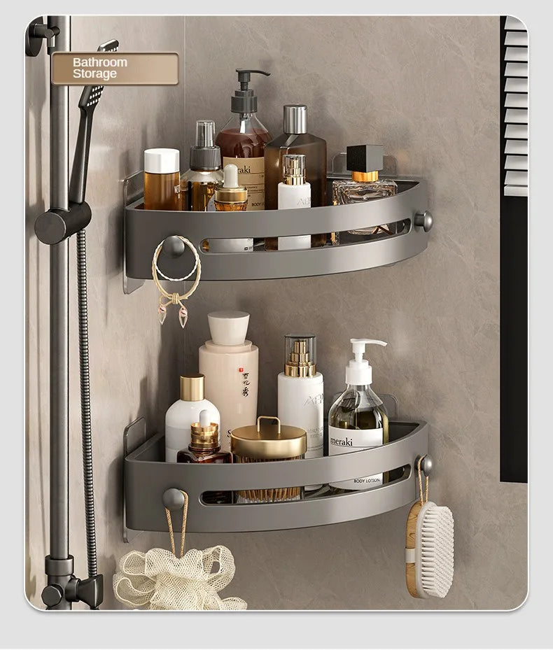 2PCS Bathroom Shelves Kitchen Storage Organizer Plastic Shampoo Rack Shower Shelf Bathroom Accessories No Drill Shelf