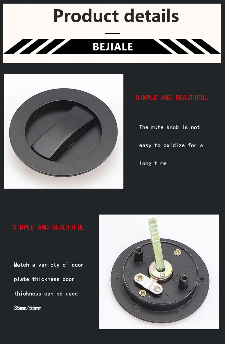 Black Sliding Door Sliding Door Lock Bathroom Balcony Interior Kitchen Double Hook Sliding Door Built-In Invisible Hook Lock
