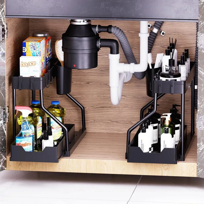 New pull-out seasoning storage rack for home kitchen, bathroom sink and multi-layered storage rack for miscellaneous items