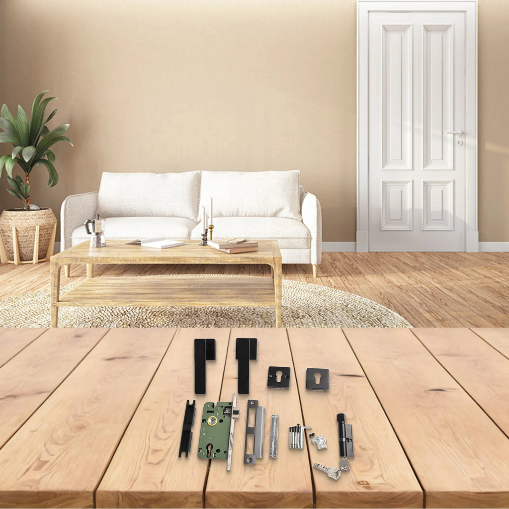 For Bedroom Interior Door Handle Lock Black Door Lock Reliable Security Versatile Application For Living Room Doors