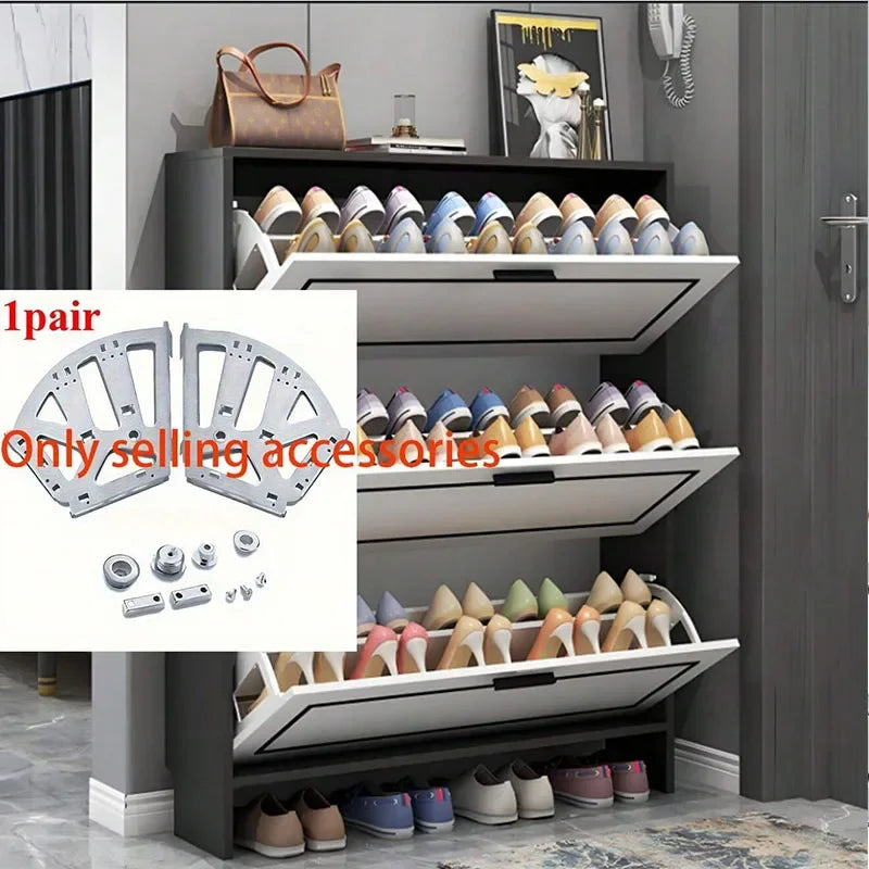 Shoe Rack Accessory - 3-Tier Connector, Thickened Iron Structure with Hidden Foldable Shelf, for Shoe Organization, 3-Layer Prac