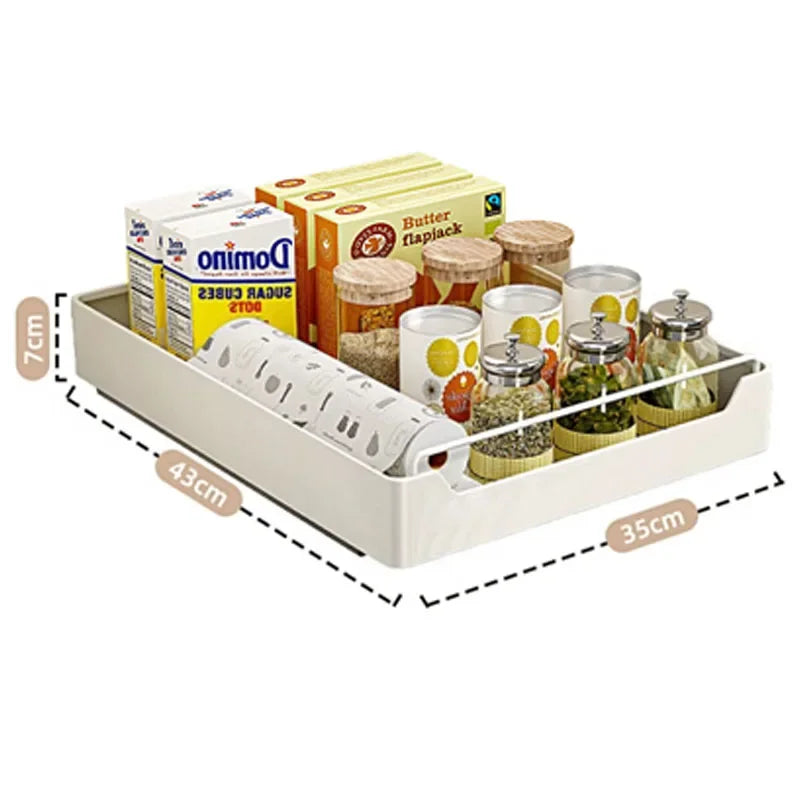 1pc Kitchen Storage Rack with Slide Rails Pull-out Kitchen Drawer Type Storage Tray Spice Box Storage Rack Cabinets Organizer