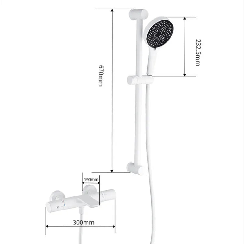 Bathroom Shower Faucet Set Wall Mounted White Brass Shower Faucet Set Black Gray Finished Thermostatic Modern Styel New